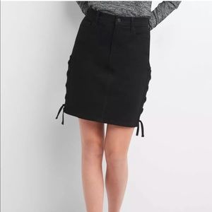 Black Denim Gap Skirt - Lace up side detailing